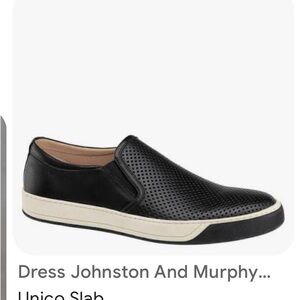 Johnston & Murphy Black Perforated Slip-On Loafers